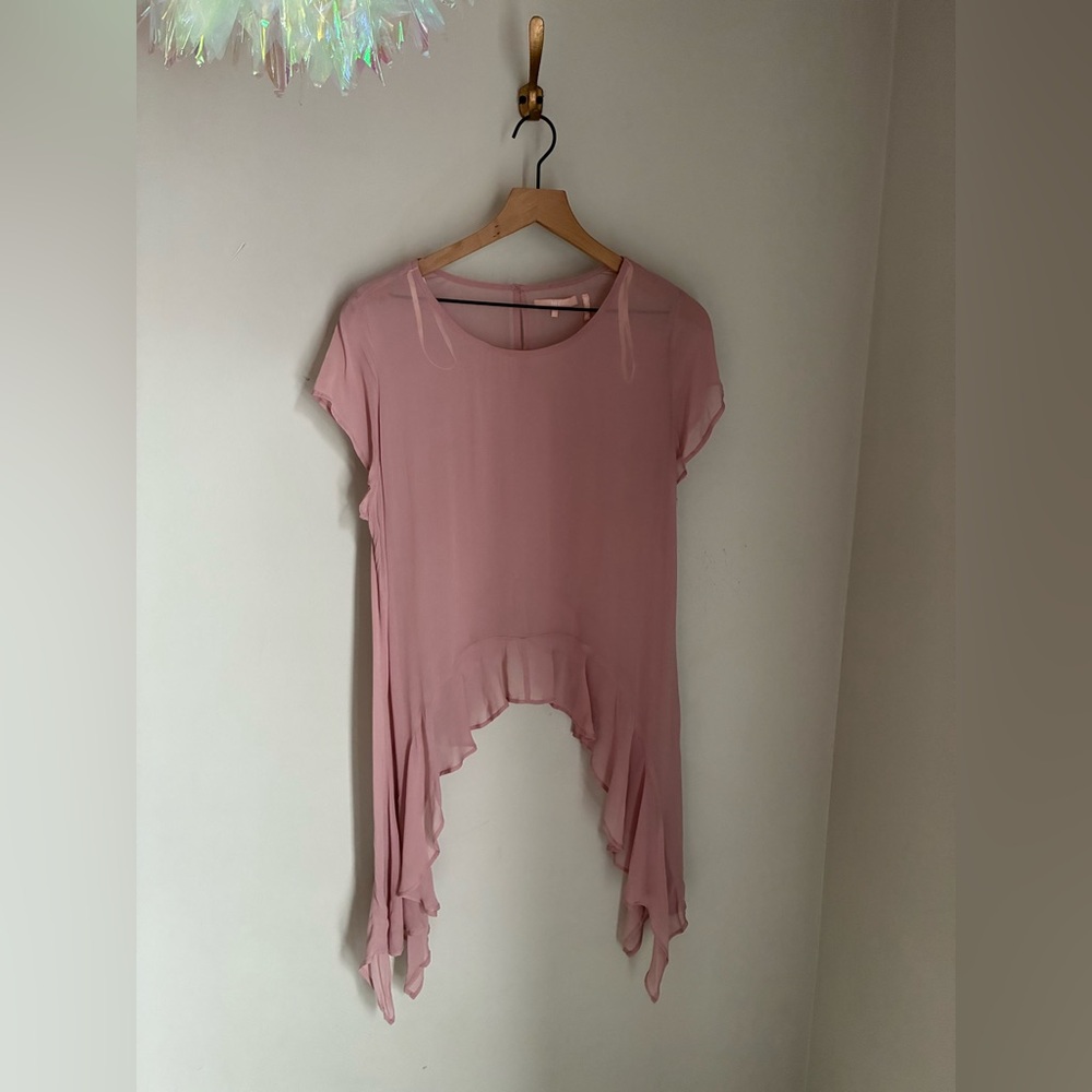 Sheer Pink Ethereal Fairycore‎ Blouse Top Size Large